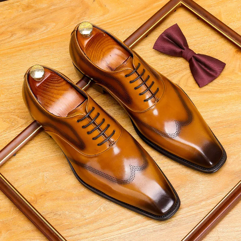 2025 New leather shoes men's casual leather shoes Korean version cowhide British trend versatile leather business dress men's shoes