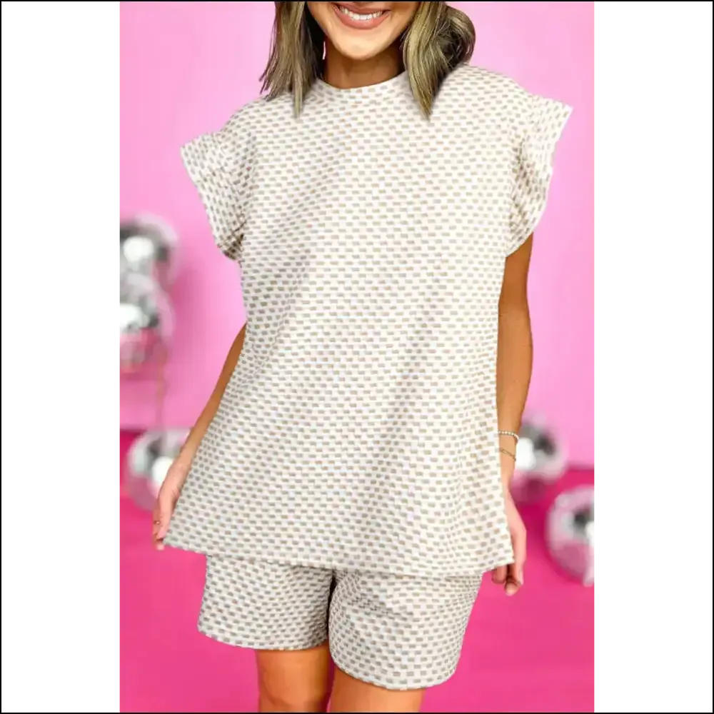 Apricot  Ruffled Cap Sleeve Shorts Set: Needful Things Made me do it 😈
