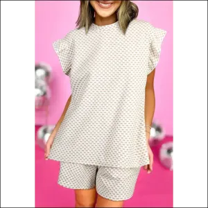 Apricot  Ruffled Cap Sleeve Shorts Set: Needful Things Made me do it 😈