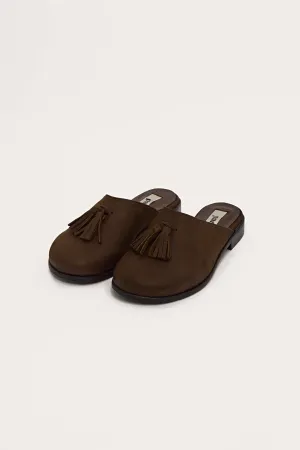 BARBARA mules in chocolate