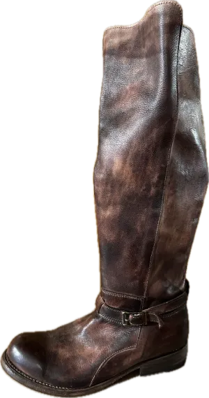Bed Stu Women's Round Toe, Red/Brown, Zipper, Buckle Boot