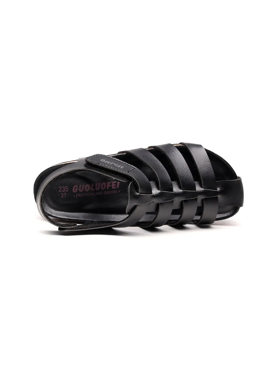 Black Cut Out Strap Slingback Sandals
