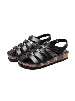Black Cut Out Strap Slingback Sandals