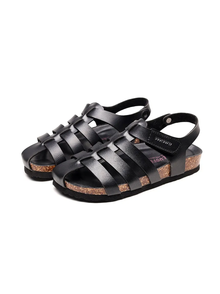 Black Cut Out Strap Slingback Sandals