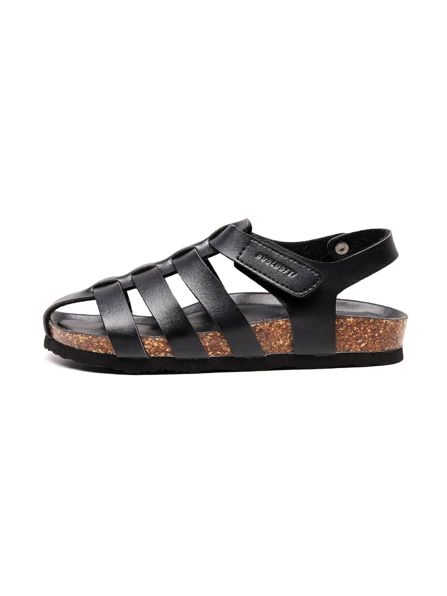 Black Cut Out Strap Slingback Sandals