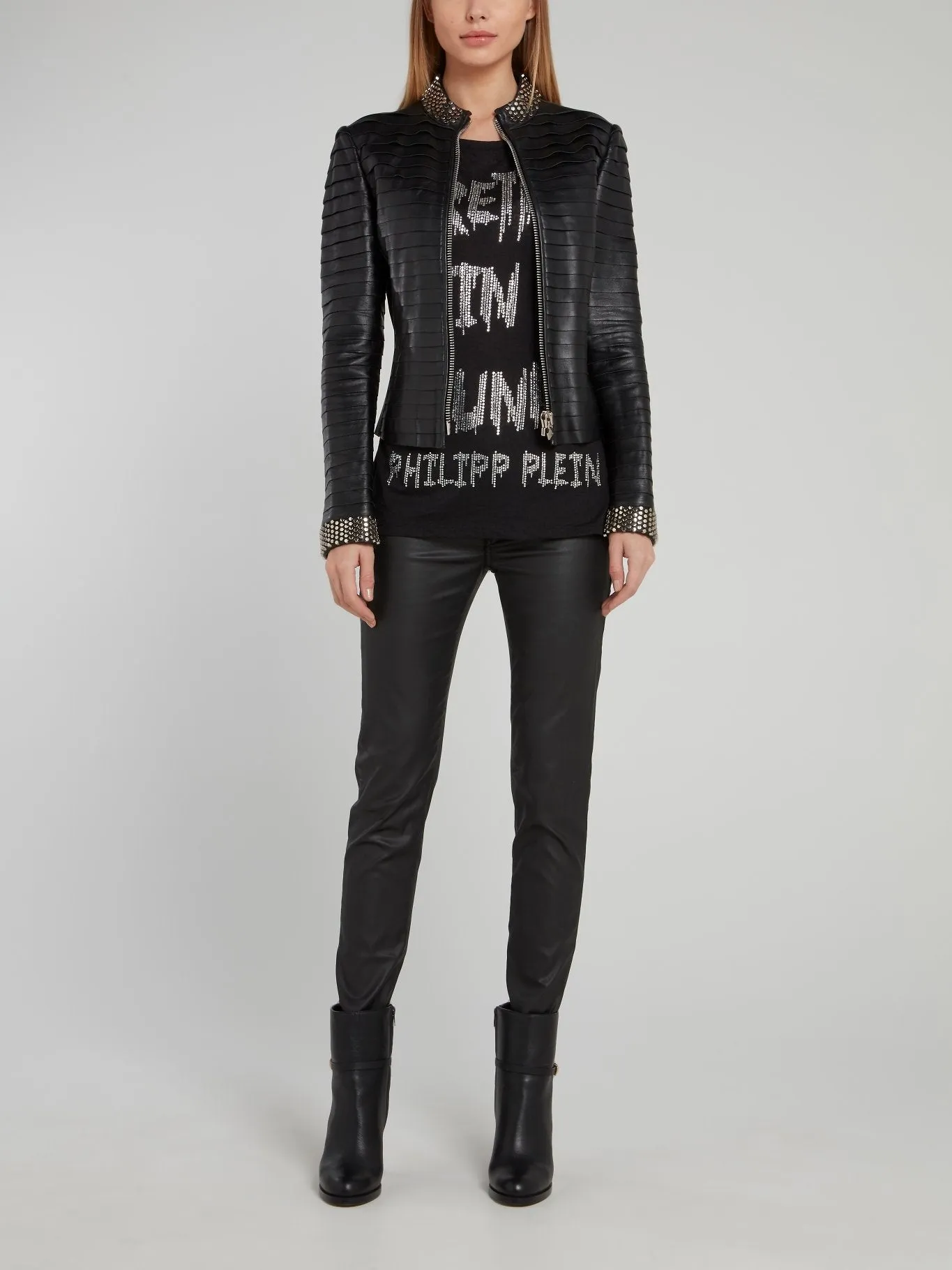 Black Studded Statement Logo Shirt
