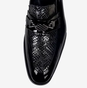 Black Tuxedo Shoes - Brushed Silver-Turkish Made