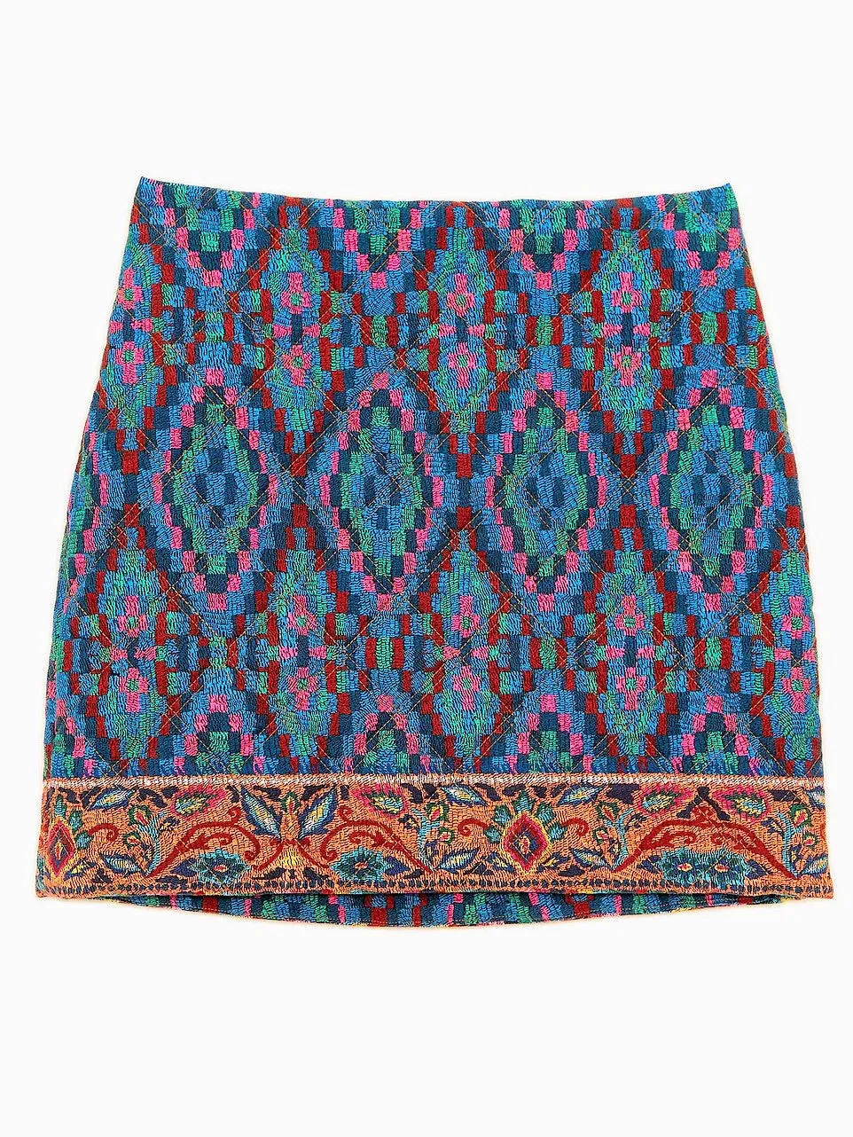 Blue Tapestry Scarf Mini Skirt