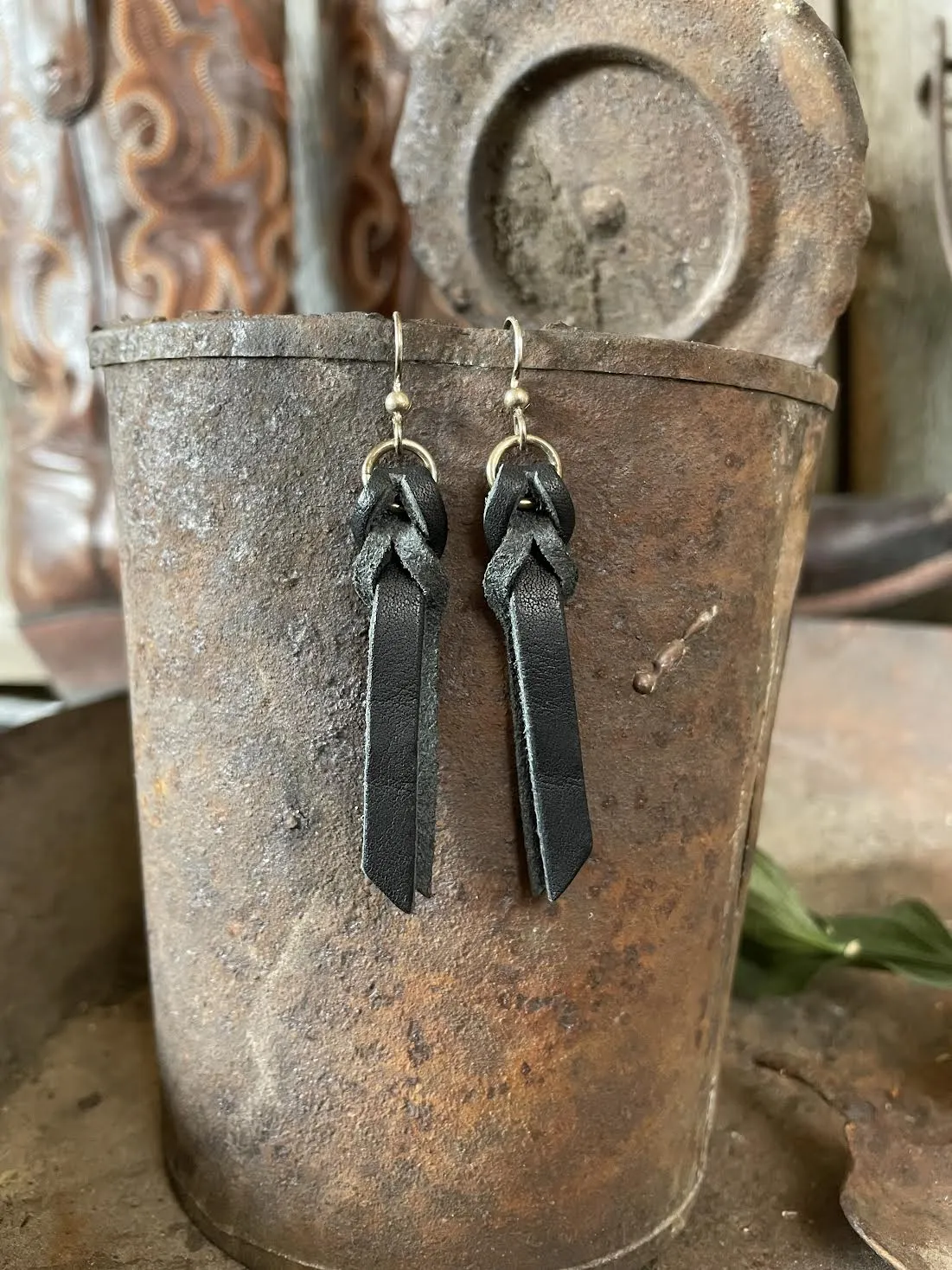 Braided Leather Earrings