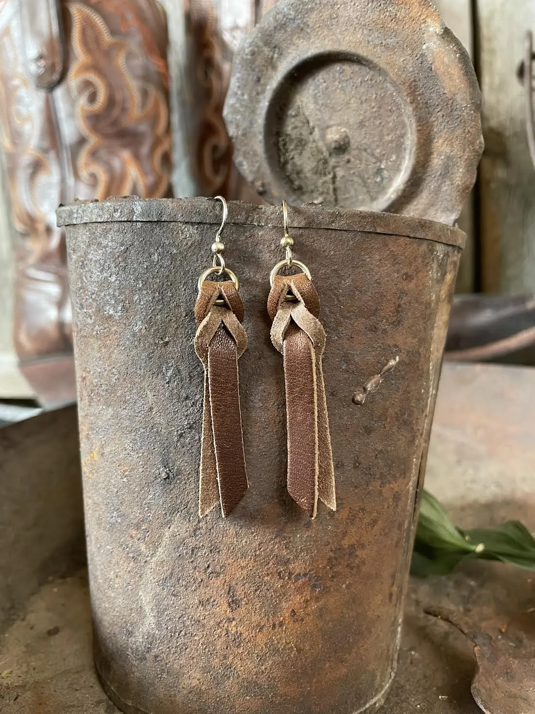 Braided Leather Earrings