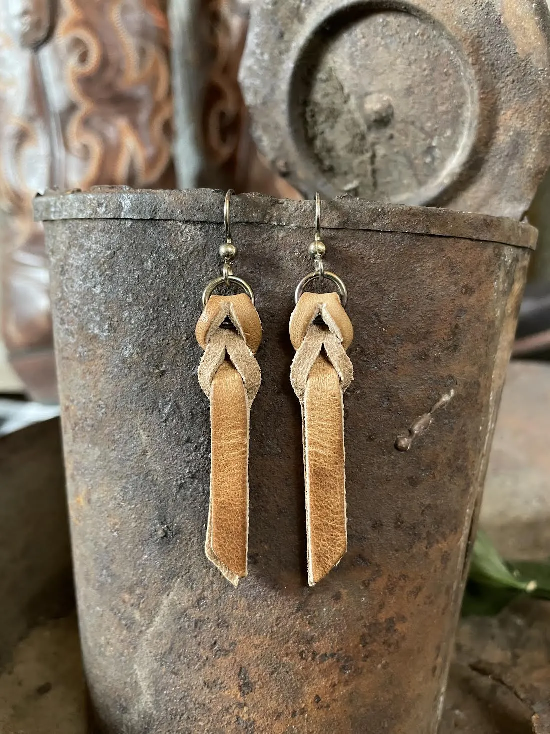 Braided Leather Earrings