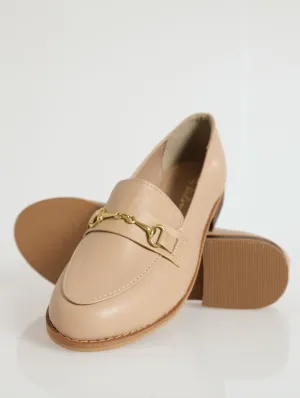 Built-Up Loafer With Metal Bar - Oatmeal