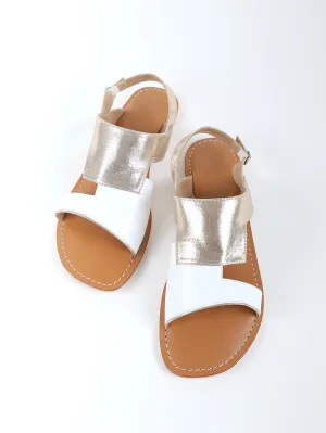 Cassie White & Gold Sandals