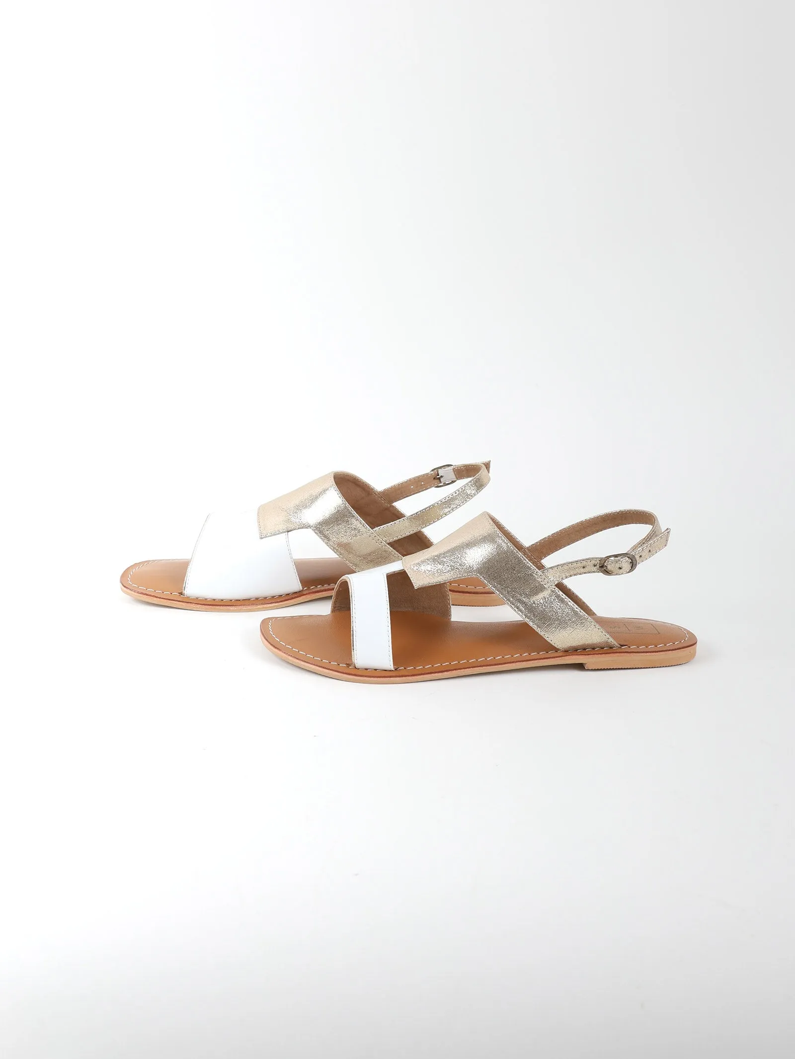 Cassie White & Gold Sandals