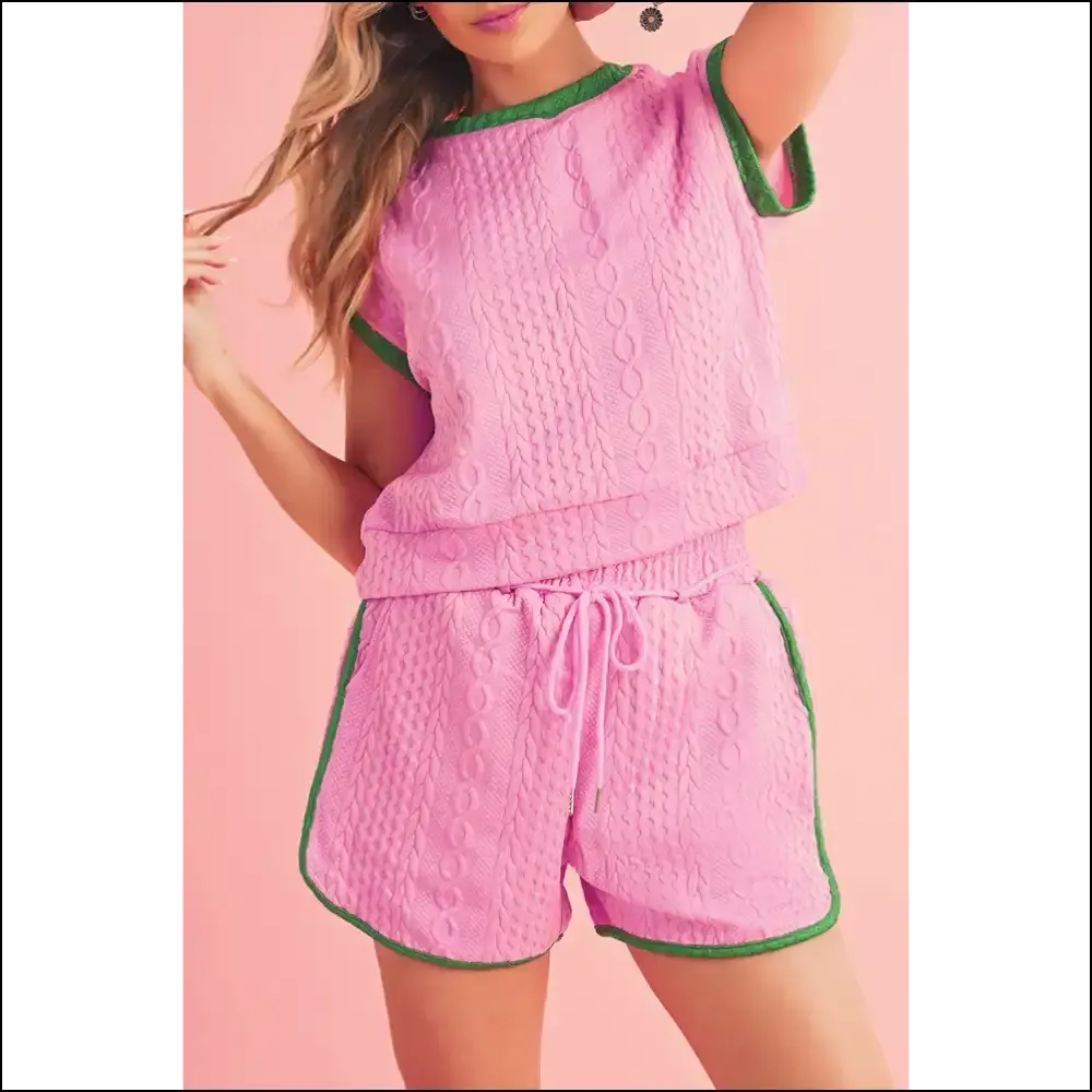 Chic Pink Textured Tee & Drawstring Shorts: Needful Things ! 💖 Comfy? i Should Hope So. 😈