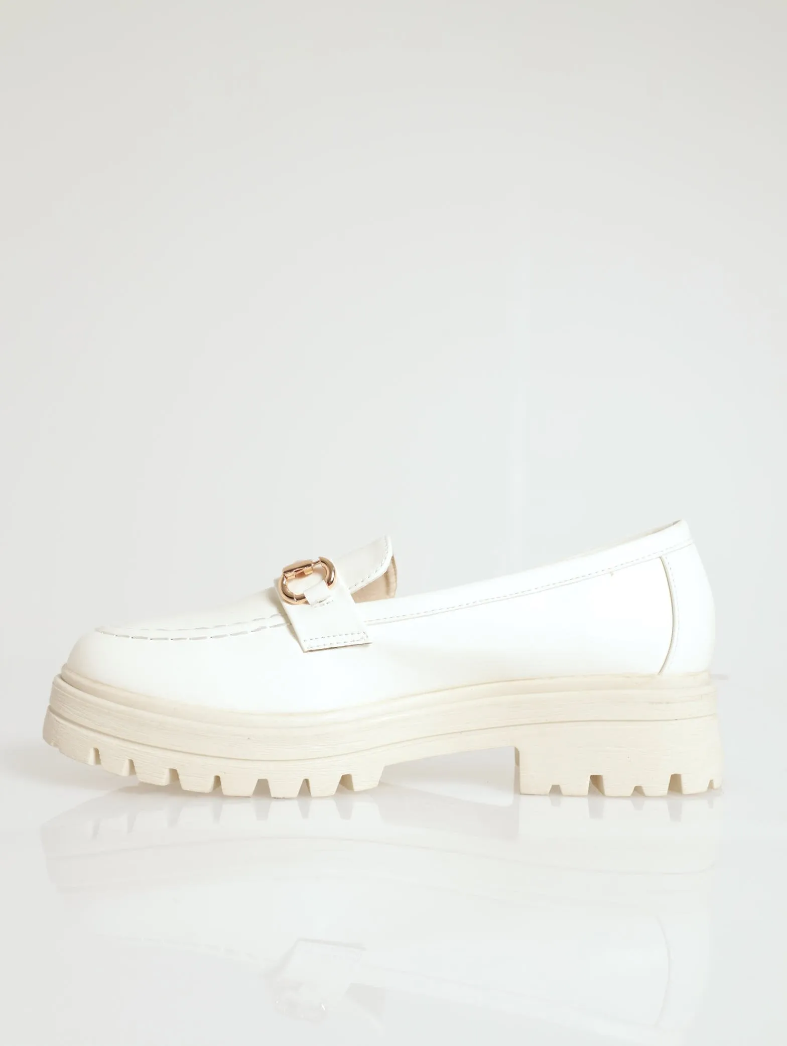Chunky Loafer With Metal Bar - Cream