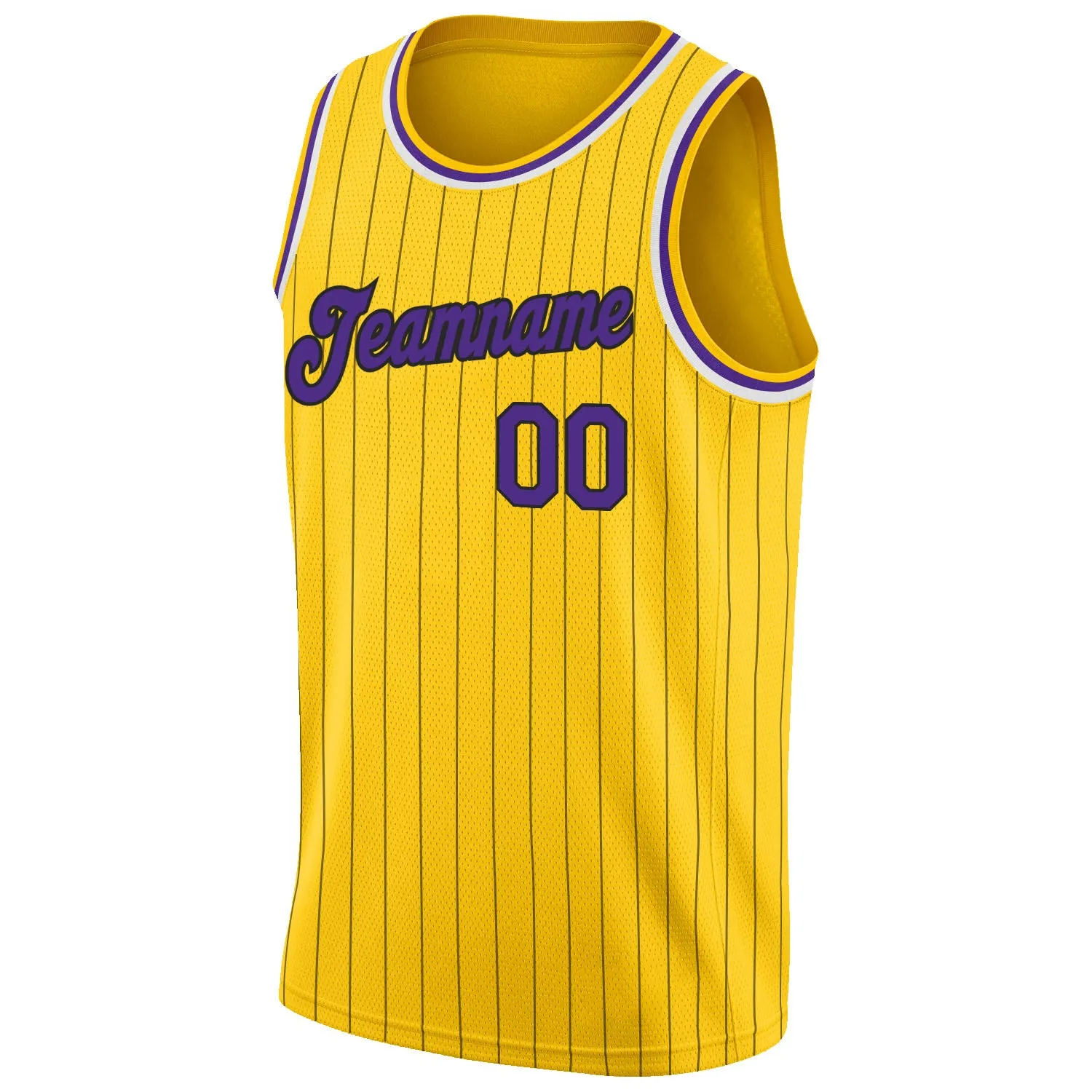Custom Gold Black Pinstripe Purple-White Authentic Throwback Basketball Jersey