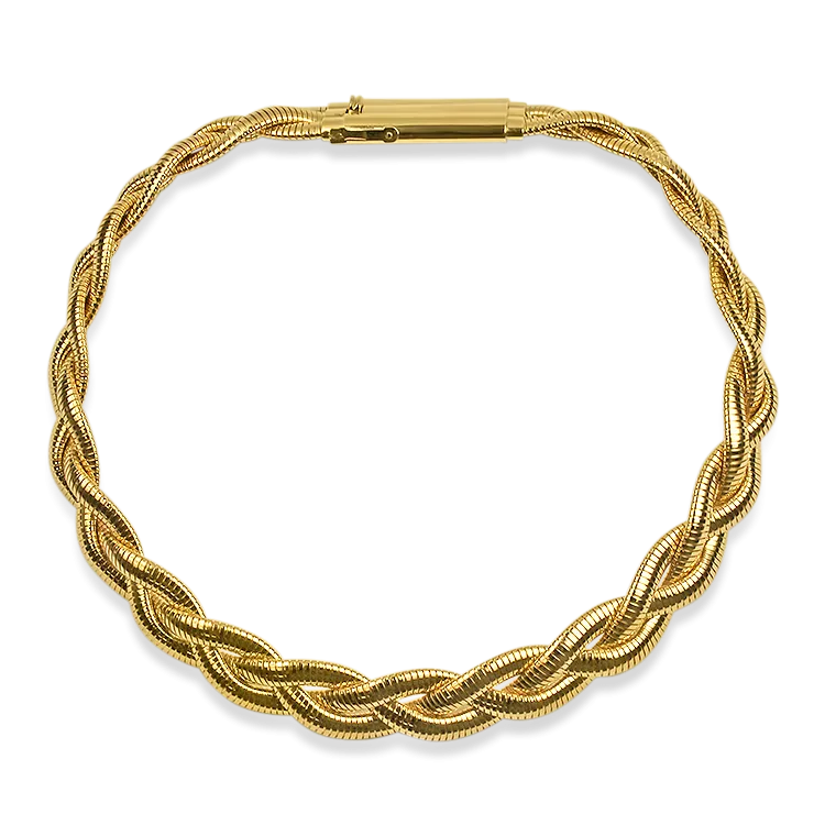 Estate 14k Yellow Gold Braided Omega Collar Necklace