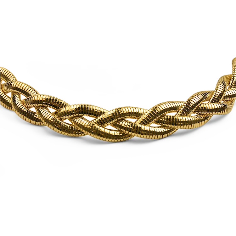 Estate 14k Yellow Gold Braided Omega Collar Necklace