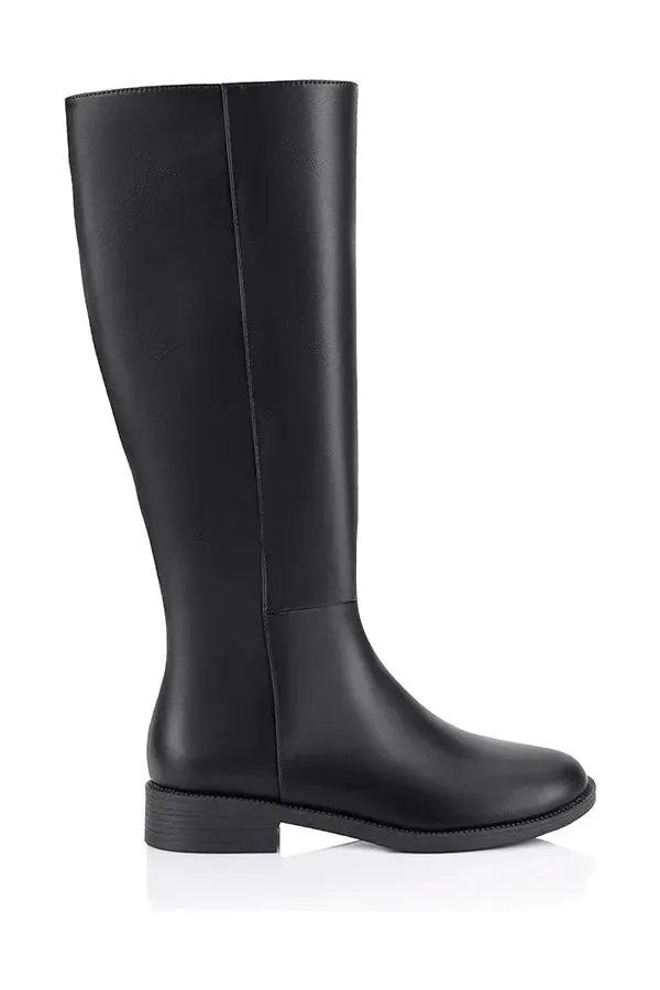 Gabe Flat Knee High Boot Black