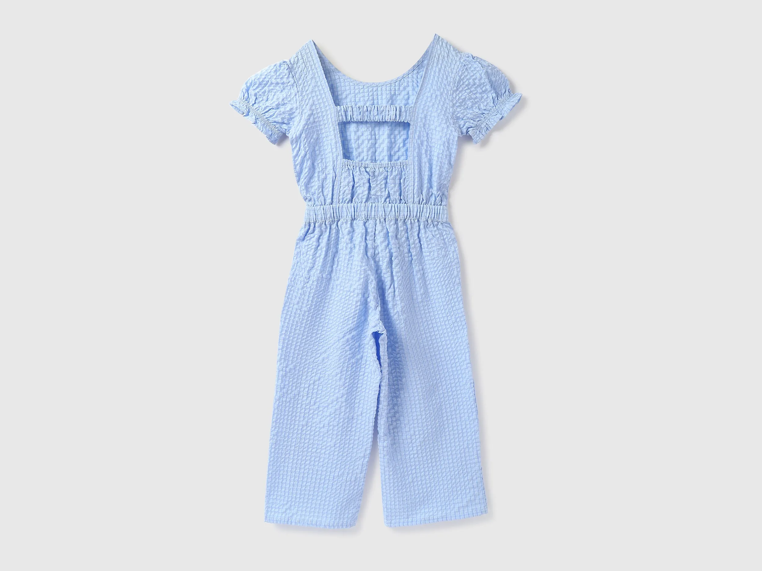 Girls Checked Round Neck Jumpsuit