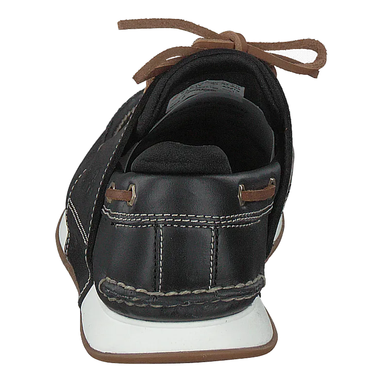 Heger's Bay 3 Eye Boat Black Full Grain