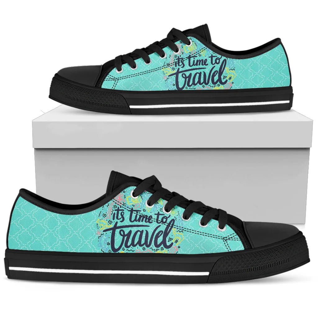 IT'S TIME TO TRAVEL Women's Low Top Shoes Black