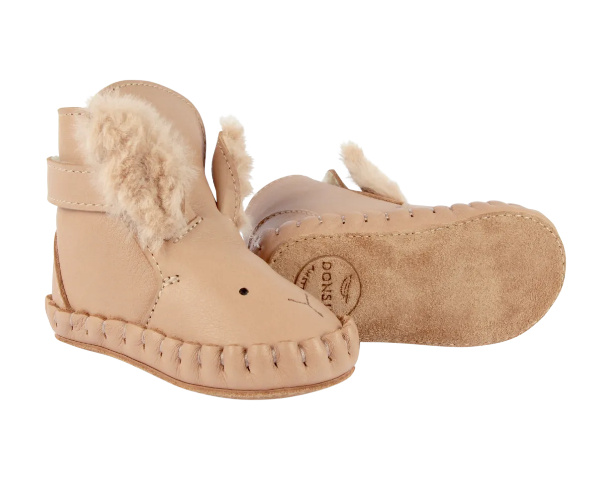 Kapi Exclusive Booties | Fluffy Bunny | Light Rust Leather