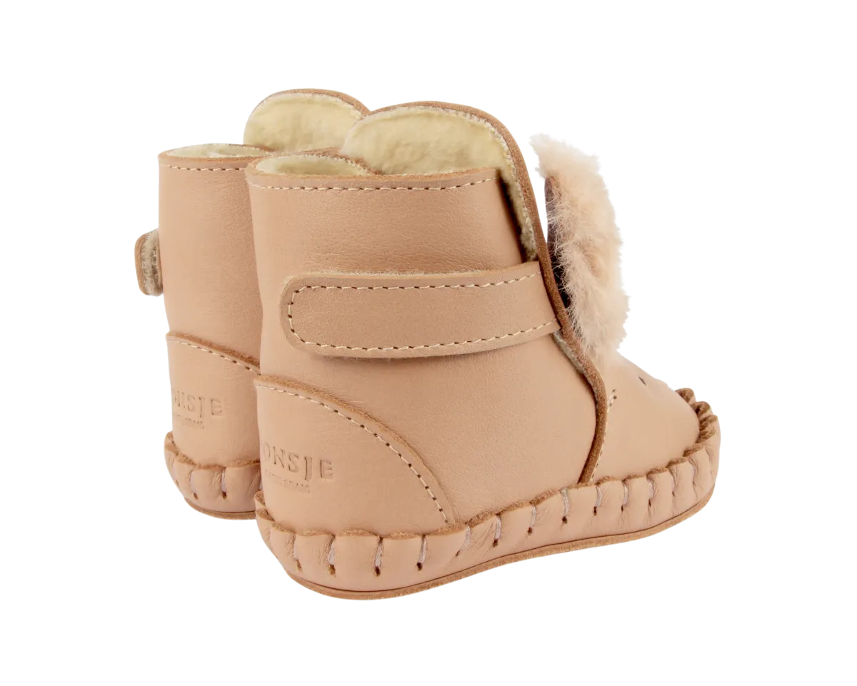 Kapi Exclusive Booties | Fluffy Bunny | Light Rust Leather