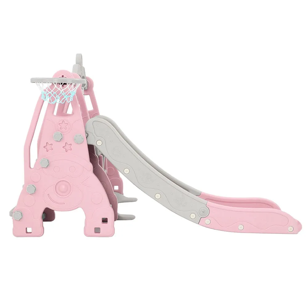 Keezi Kids Slide Swing Set Basketball Hoop Outdoor Playground Toys 170cm Pink - ONLINE ONLY