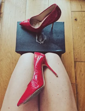 Lucy Choi UK5 Red Leather Well Worn Heels