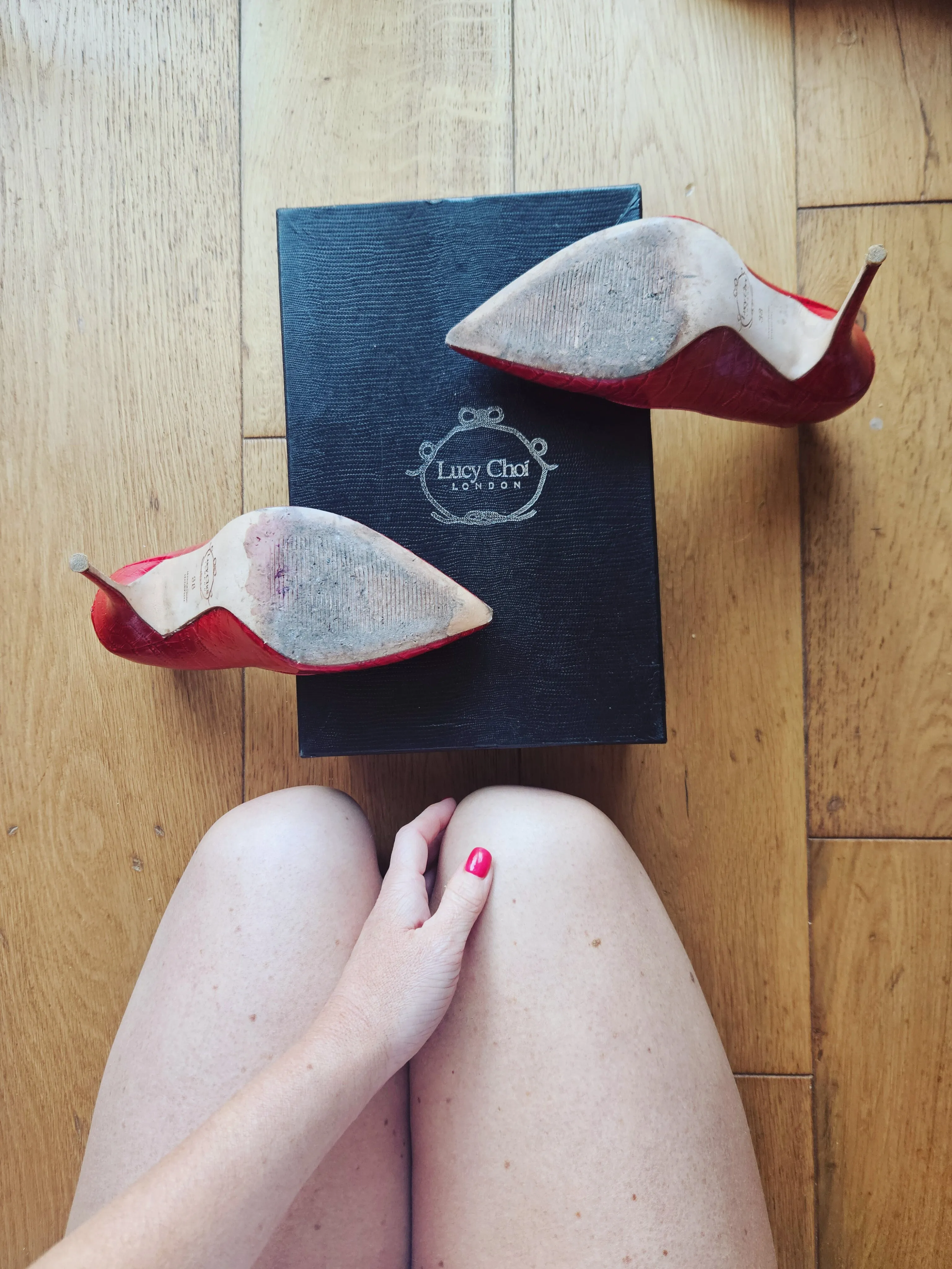 Lucy Choi UK5 Red Leather Well Worn Heels