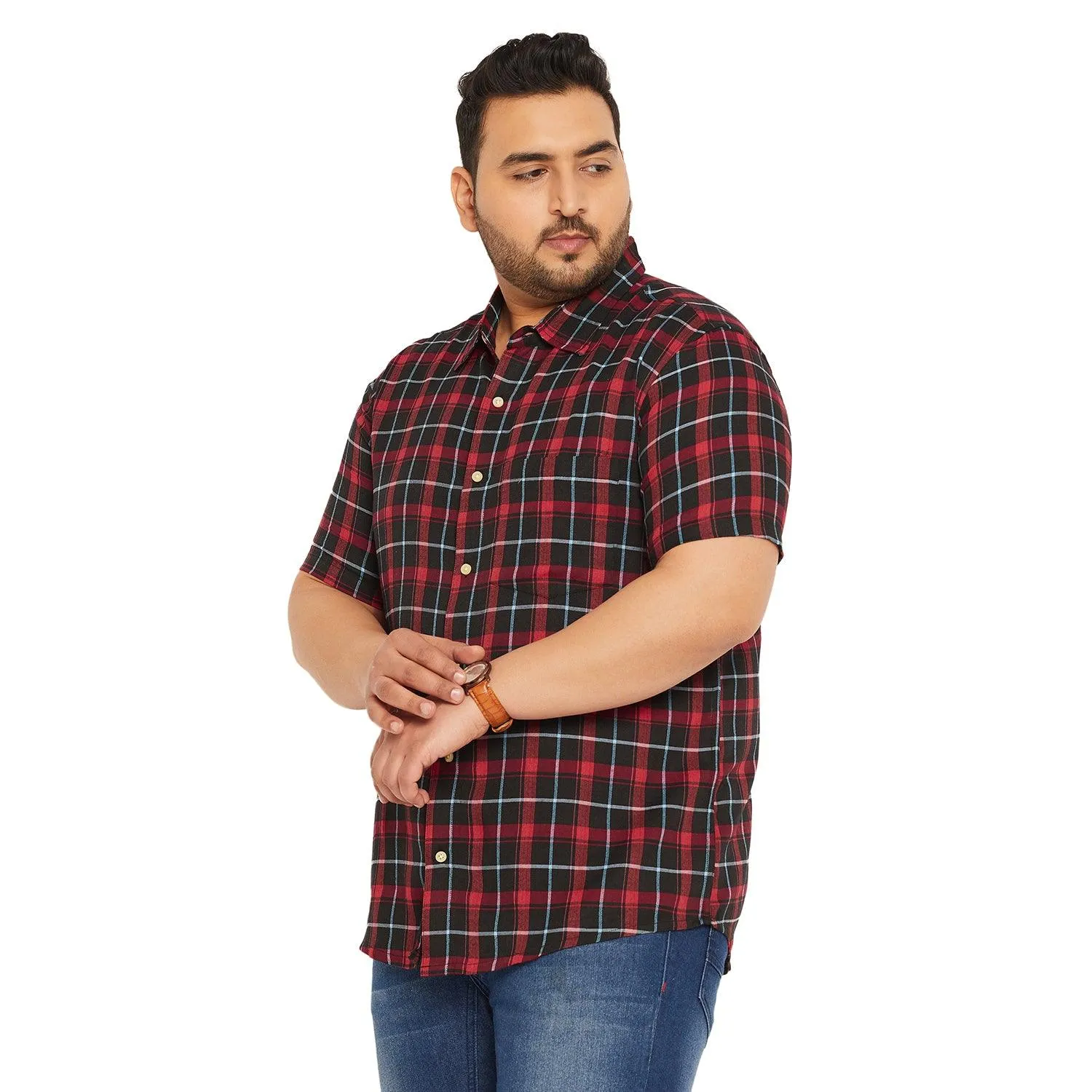 Men Plus Size Angstron Check Shirt