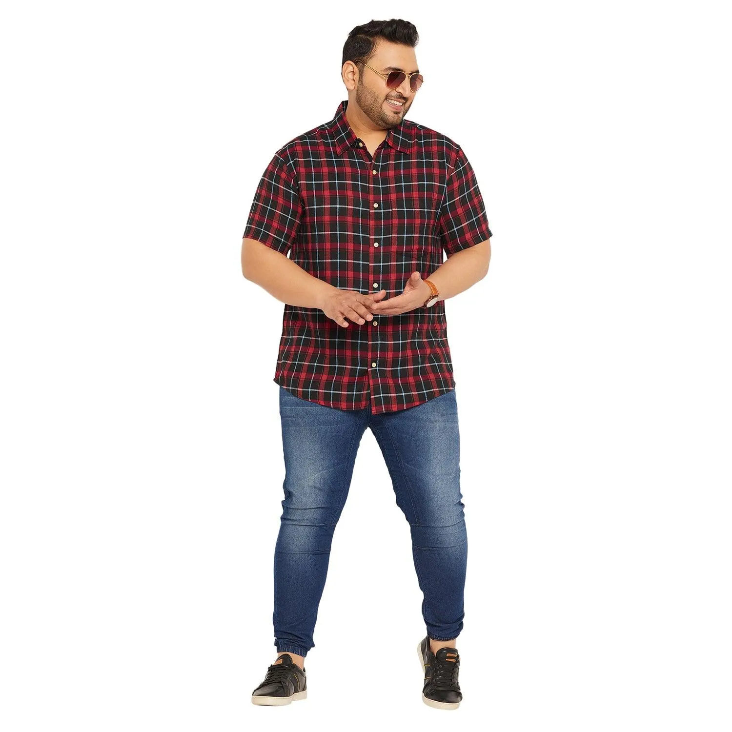 Men Plus Size Angstron Check Shirt