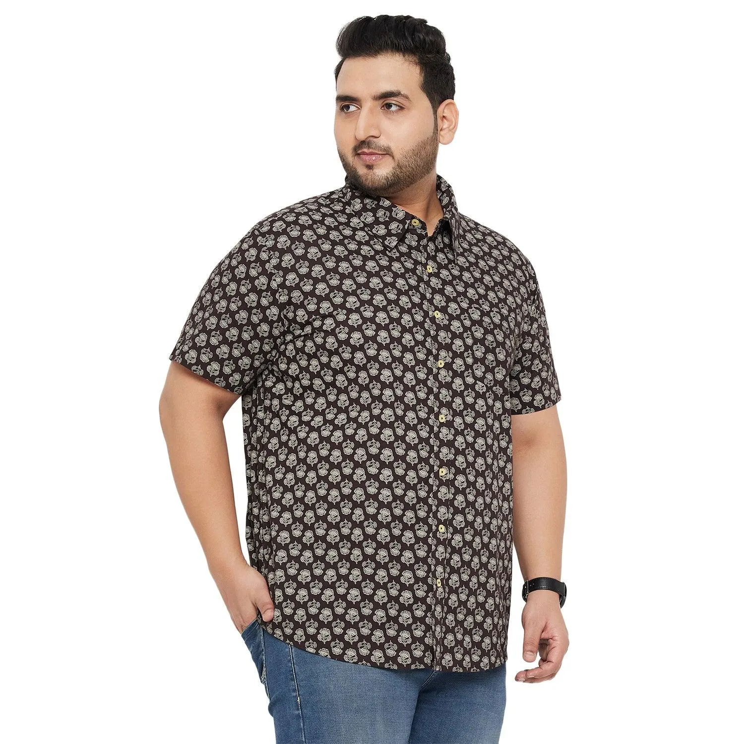 Men Plus Size Bingo Printed Shirt