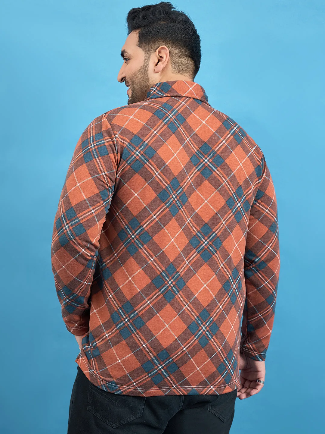 Men Plus Size Converge Check Shirt