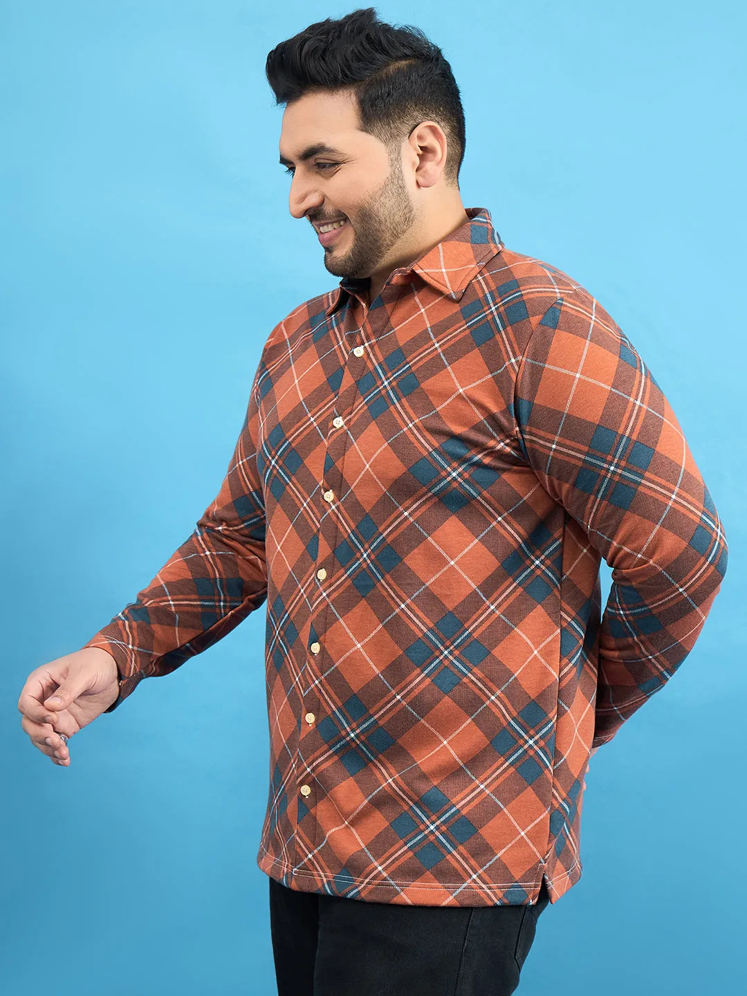 Men Plus Size Converge Check Shirt