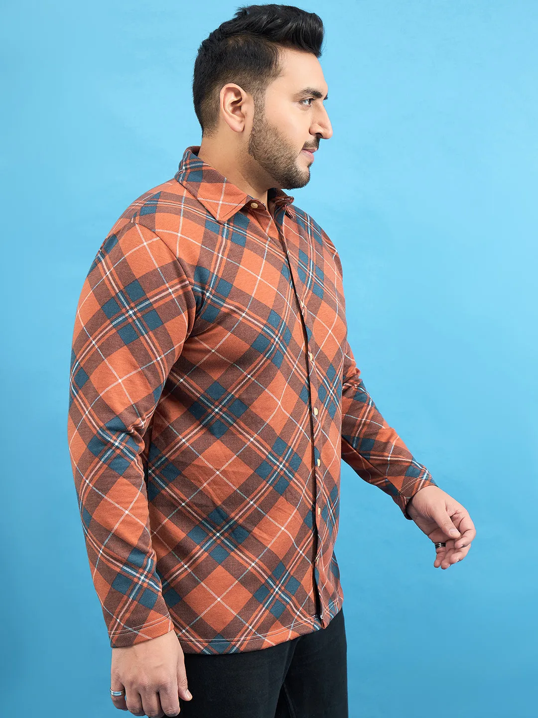 Men Plus Size Converge Check Shirt