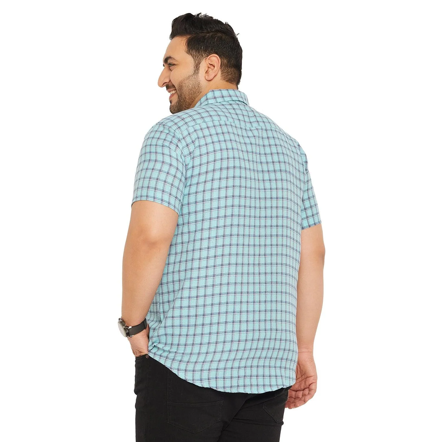 Men Plus Size Fission-Sky Check Shirt