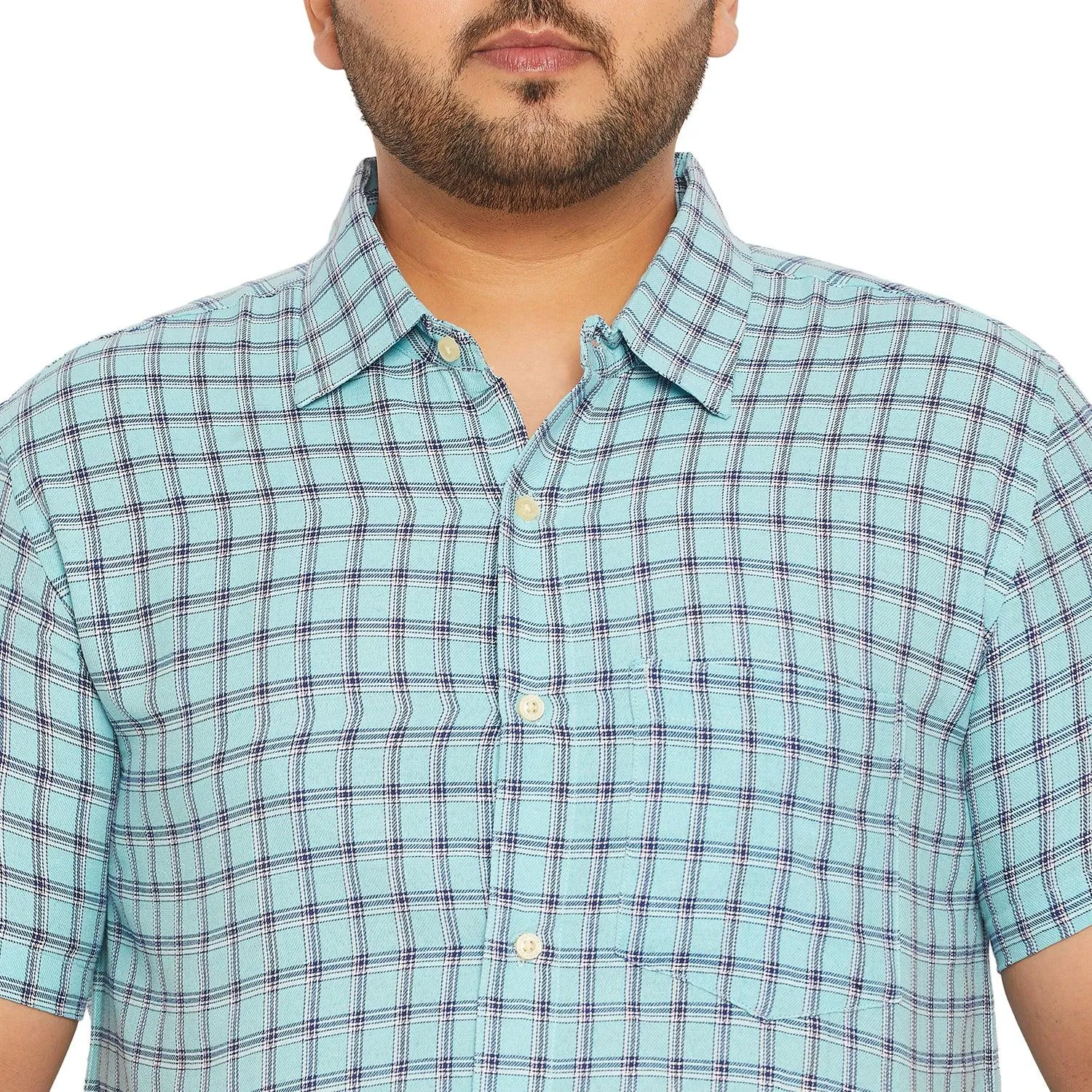 Men Plus Size Fission-Sky Check Shirt