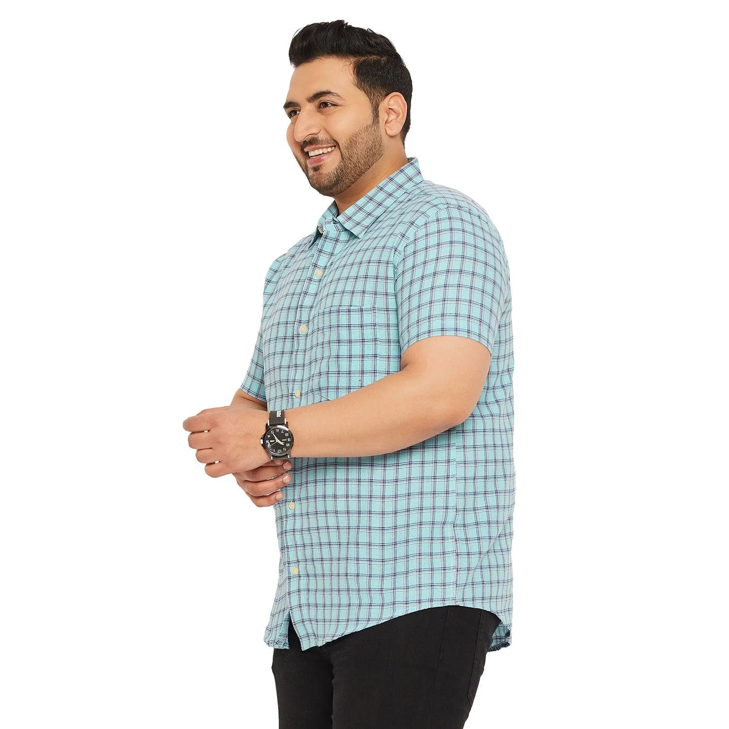 Men Plus Size Fission-Sky Check Shirt