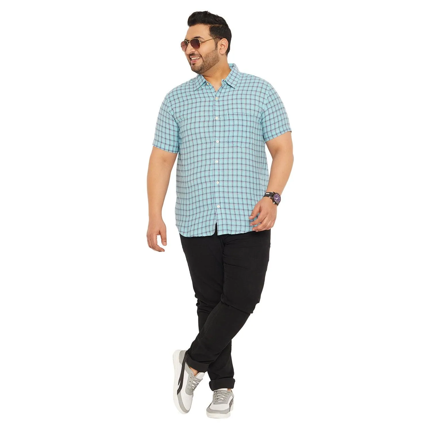 Men Plus Size Fission-Sky Check Shirt