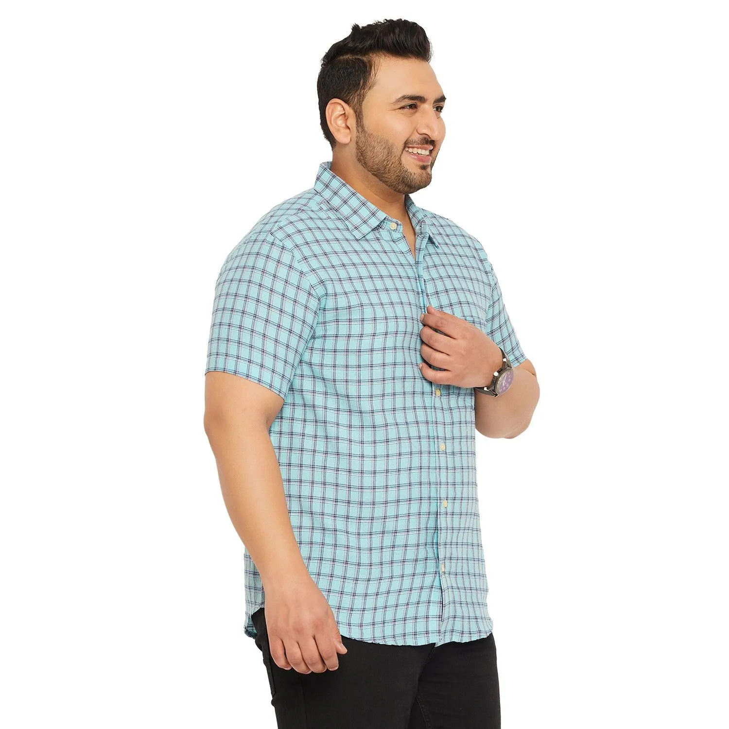 Men Plus Size Fission-Sky Check Shirt