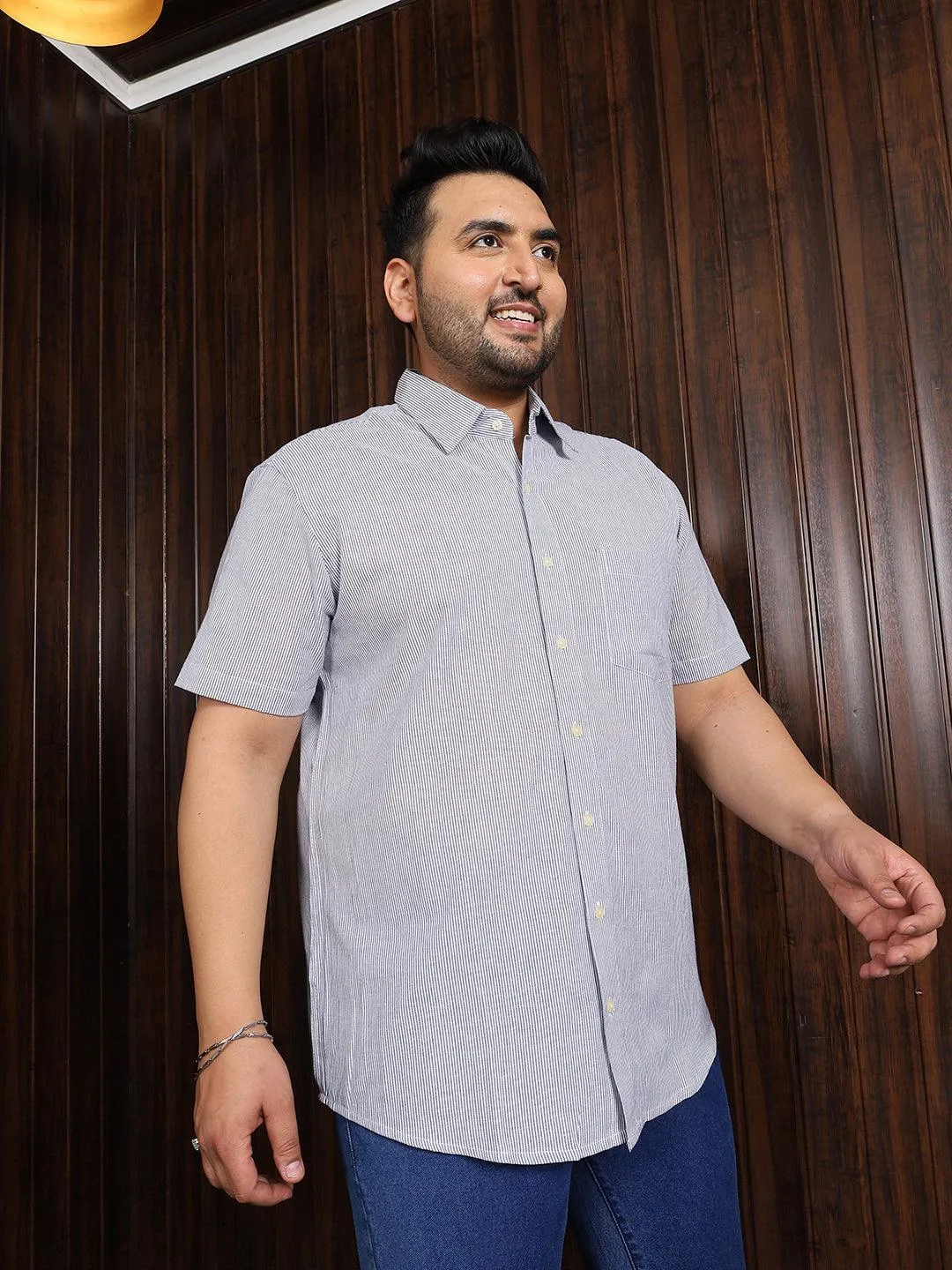Men Plus Size Lima Striped Shirt