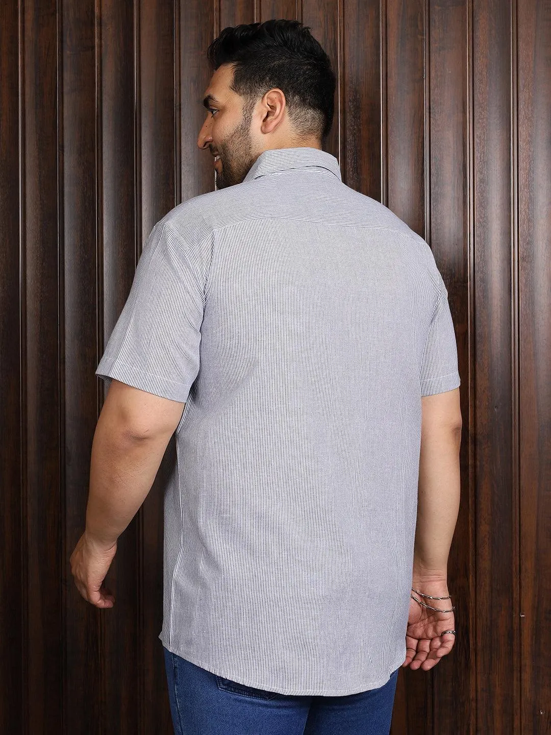 Men Plus Size Lima Striped Shirt