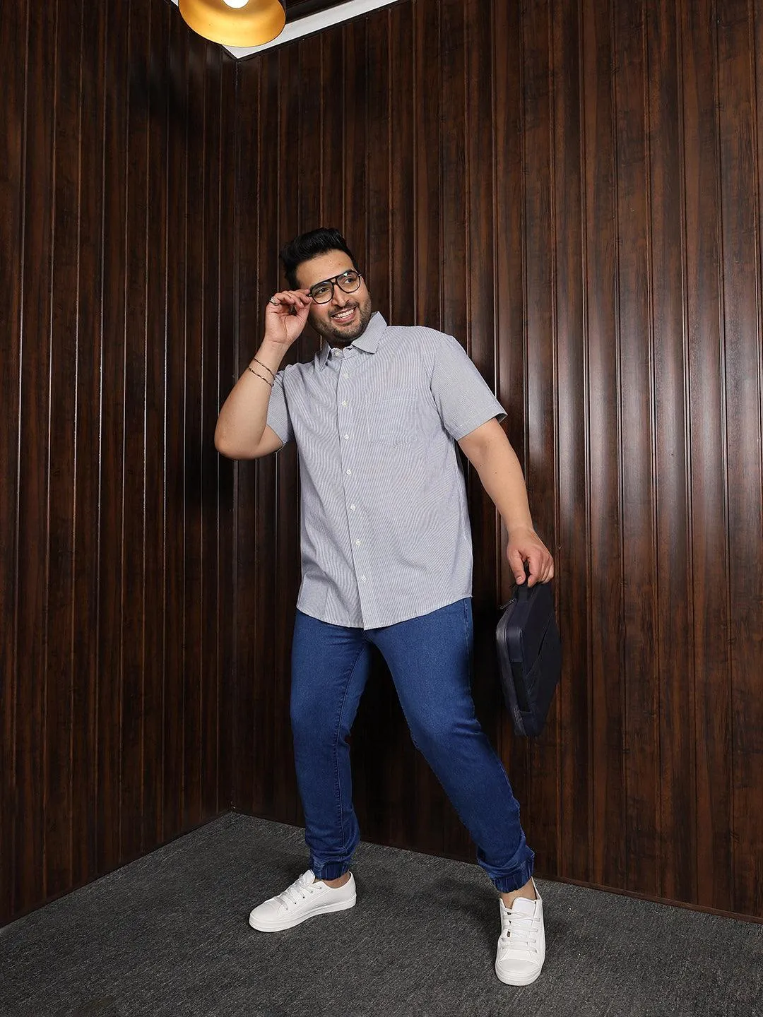 Men Plus Size Lima Striped Shirt
