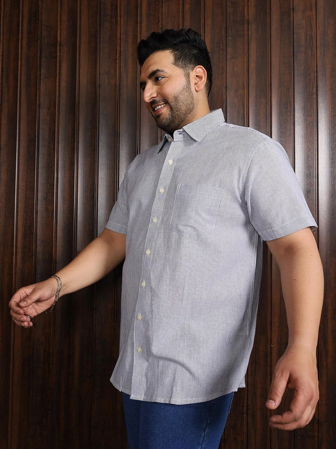 Men Plus Size Lima Striped Shirt