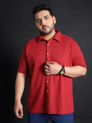 Men Plus Size Manila-Maroon Striped Shirt