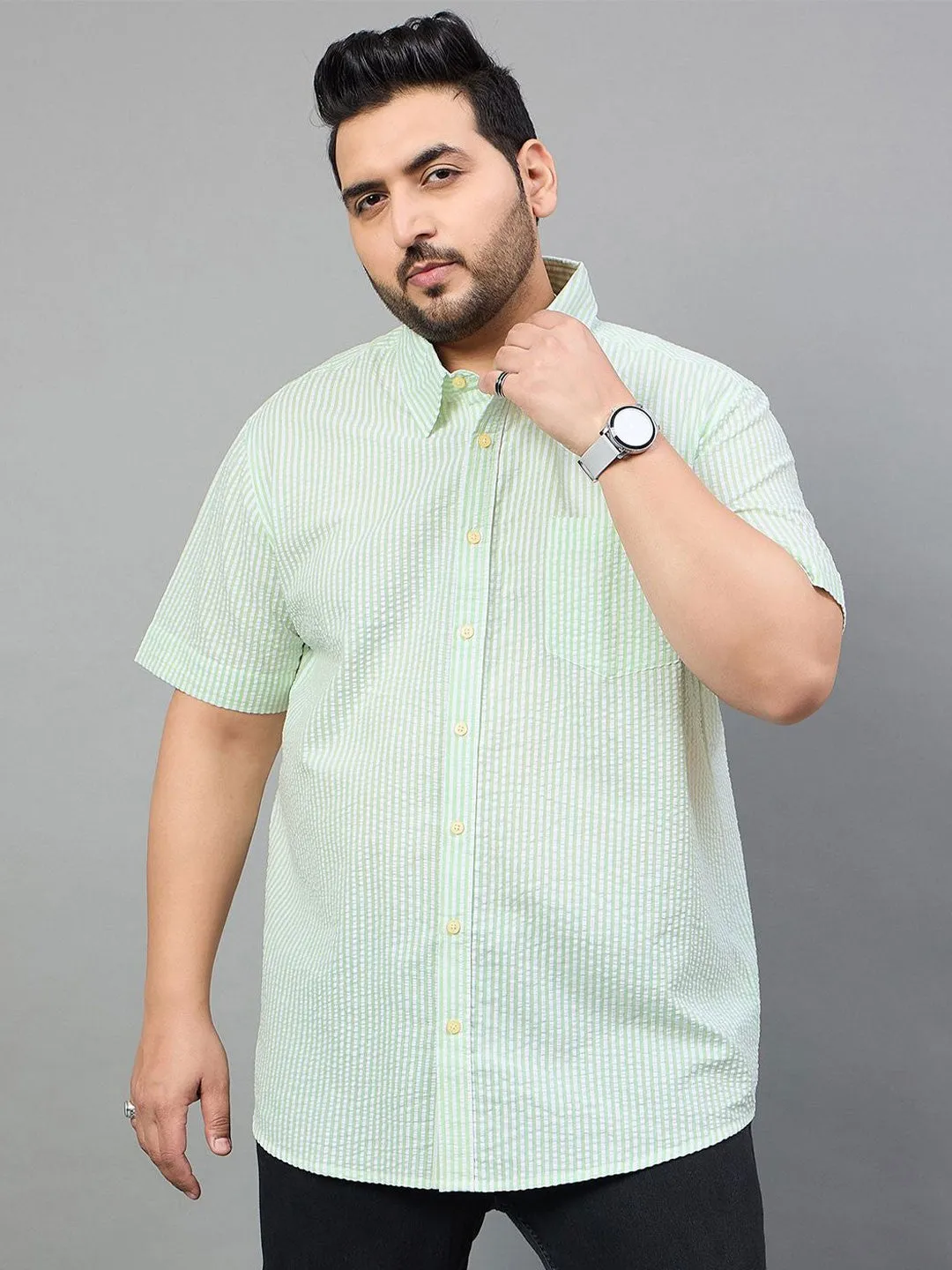 Men Plus Size Stetson Striped Shirt