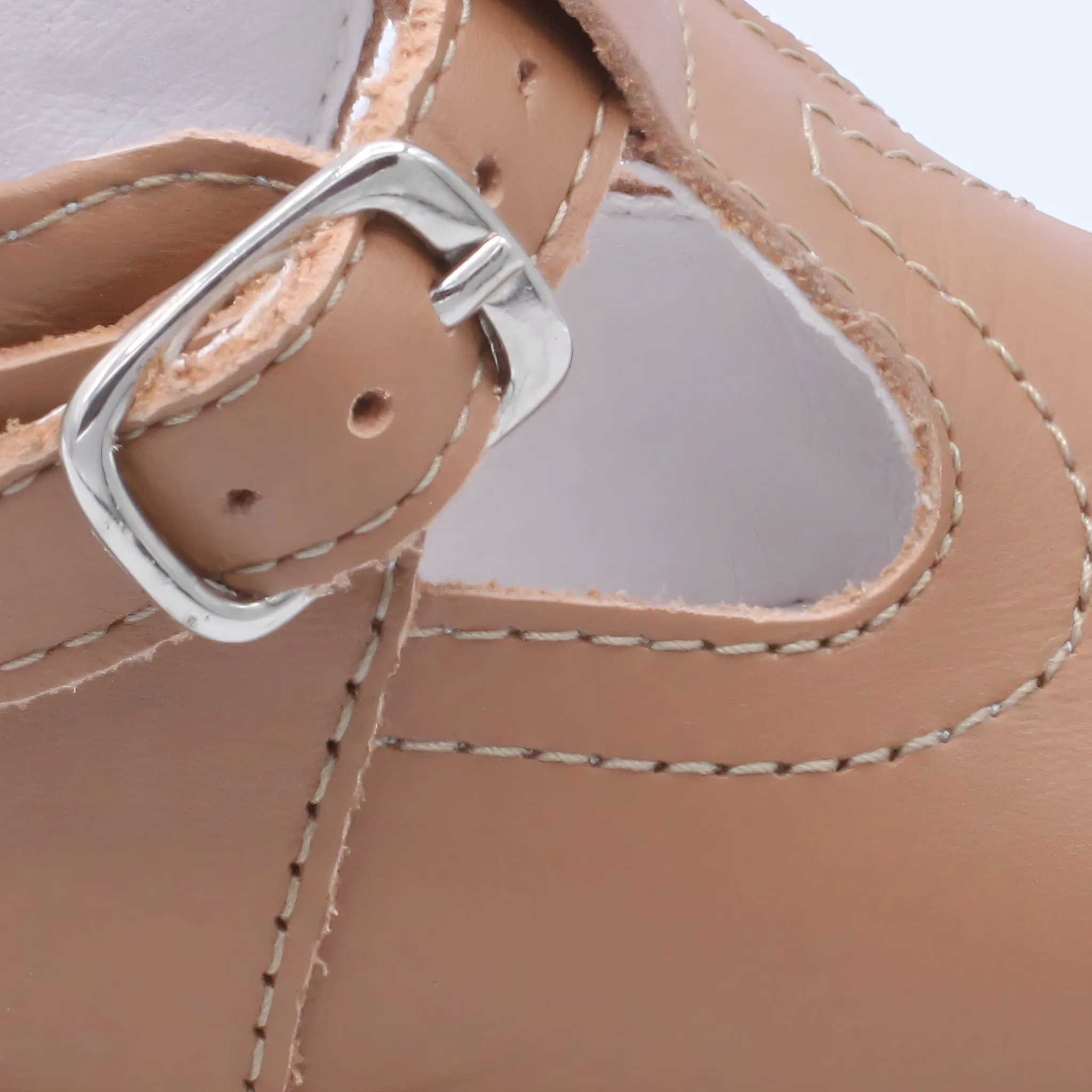 'Oren' Boys Tan Leather T-Bar Shoes